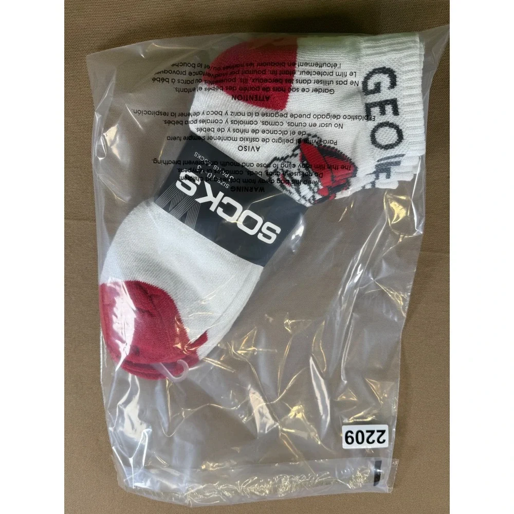 Two‎ Packs Georgia Bulldogs Socks NCAA Red White Mens Size 10-13